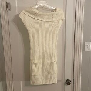 Chic Cream Cowl Neck Sweater Dress